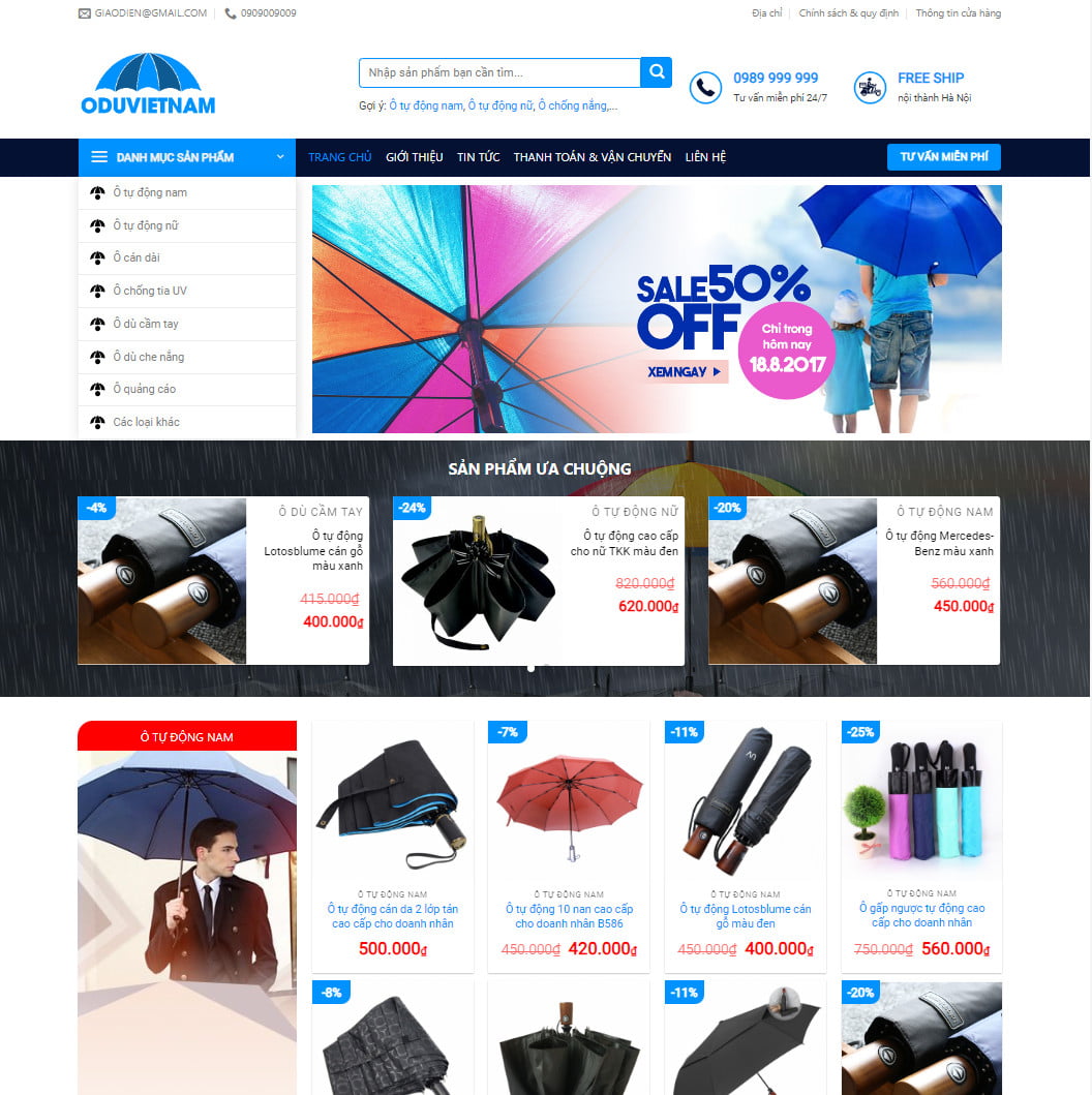 Theme wordpress bán áo mưa