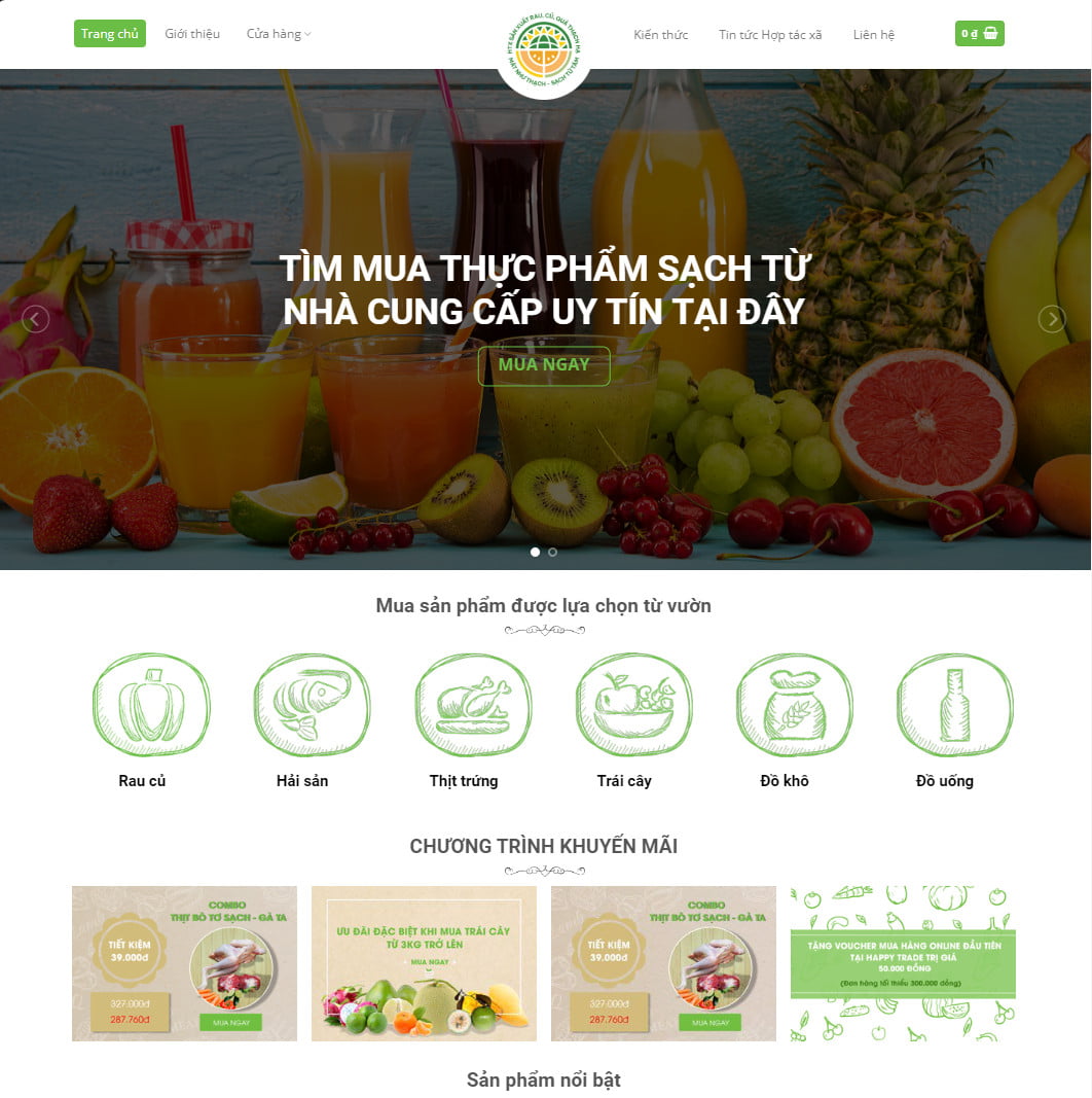 Theme wordpress nông sản 04 , thực phẩm sạch