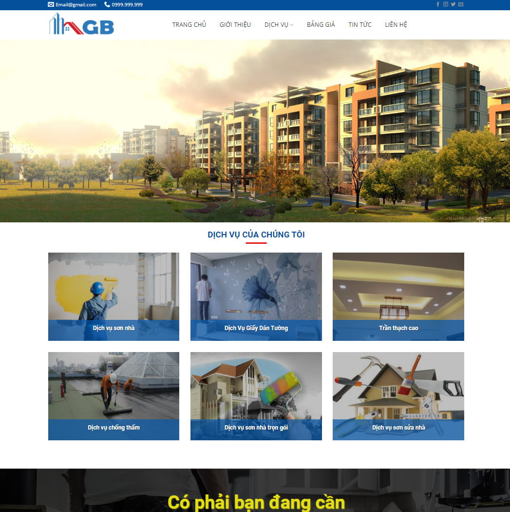 Theme wordpress dịch vụ sửa chữa nhà, cải tạo nhà