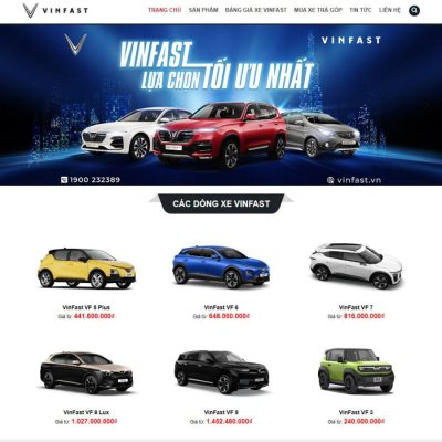 Giao diện theme WordPress bán xe VinFast chuyên nghiệp, thiết kế hiện đại, tùy biến dễ dàng với Flatsome.